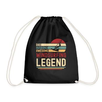 Papa Ehemann Windsurfen Legende vintage retro - Turnbeutel - Schwarz - Vorne