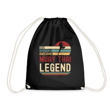 Papa Husband Muay Thai Legend vintage retro - Drawstring Bag - black - Front