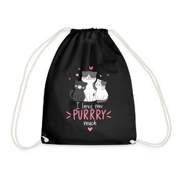 Cat love for cat lovers - Drawstring Bag - black - Front