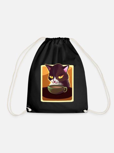 Kaffee Katze Müde Katze Kaffee - Turnbeutel - Schwarz