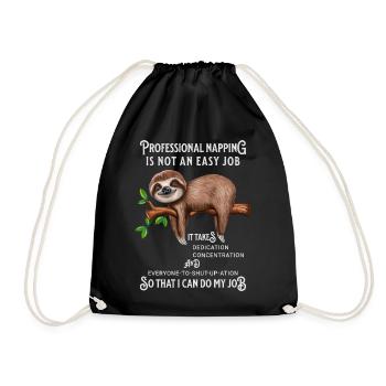 Cute Sloth Funny Saying Office Humor - Drawstring Bag - black - Front