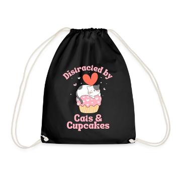 Katze Cupcake kawaii Cupcake und Katzen Liebhaber - Turnbeutel - Schwarz - Vorne
