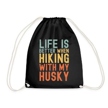 Husky Chien de randonnée rétro - Sac de sport léger - noir - Devant