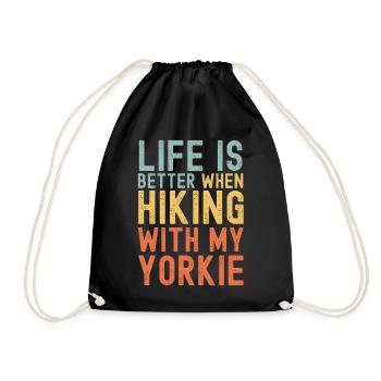 Yorkshire Terrier Hiking dog retro - Drawstring Bag - black - Front