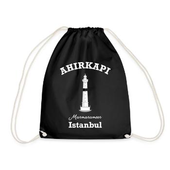 Istanbul, Leuchtturm Ahirkapi, Marmarameer, Türkei - Turnbeutel - Schwarz - Vorne