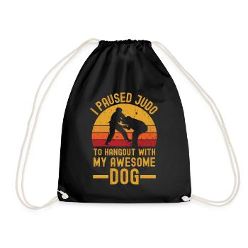 Judo and dog retro vintage - Drawstring Bag - black - Front