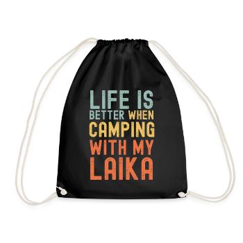 Laika Camping retro vintage - Turnbeutel - Schwarz - Vorne