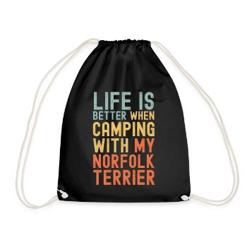 Norfolk Terrier Camping retro vintage - Drawstring Bag - black - Front