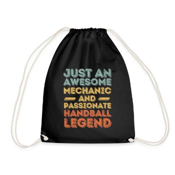 Mechanic handball retro - Drawstring Bag - black - Front