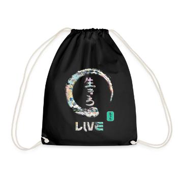 Live-Japanisches Kanji-Wortsymbol Enso Circle 5 - Turnbeutel - Schwarz - Vorne