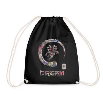 Dream Japanese Kanji Word Symbol Enso Circle 8 - Turnbeutel - Schwarz - Vorne