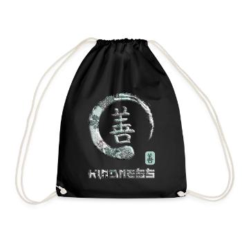 Freundlichkeit Japanisches Kanji Wortsymbol Enso Kreis 11 - Turnbeutel - Schwarz - Vorne