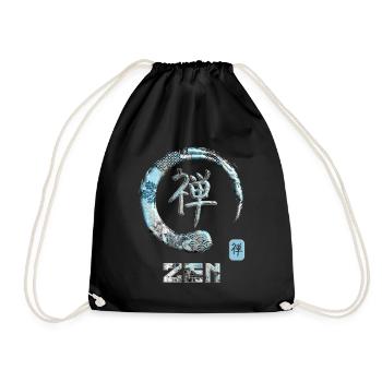 Zen Japanese Kanji Word Symbol Enso Circle 14 - Drawstring Bag - black - Front