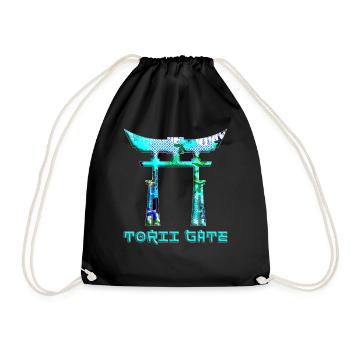 Japan Asian Culture Red Rising Sun Samurai Torii - Drawstring Bag - black - Front