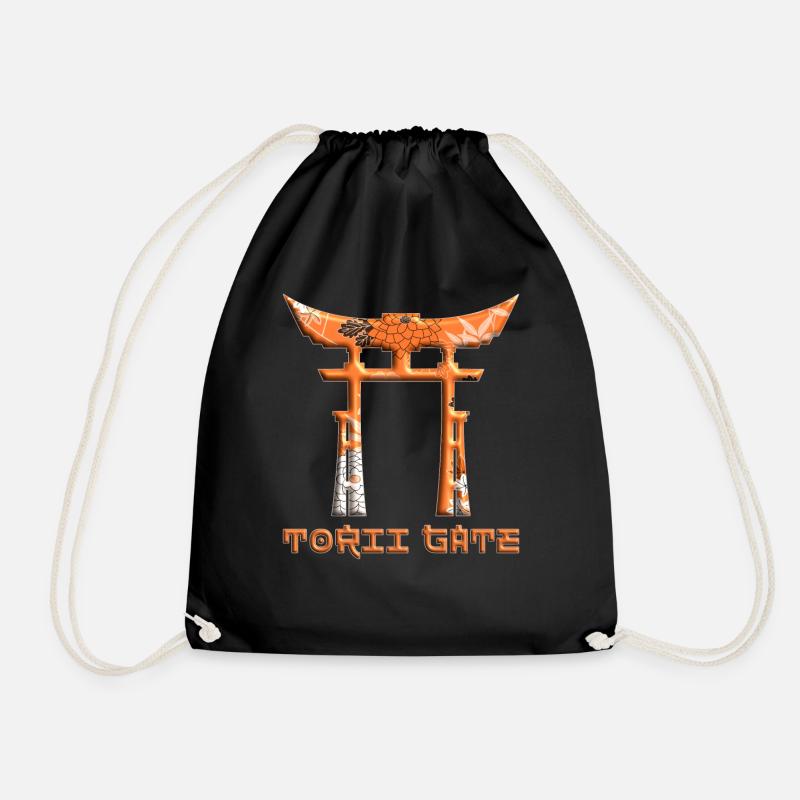 Torii Gate Rising Sun Japanese Gate 46 - Drawstring Bag - black