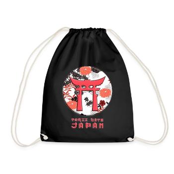 Torii Traditional Japanese Gate Japanese Flag - Drawstring Bag - black - Front