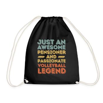 Pensioner Volleyball retro - Drawstring Bag - black - Front