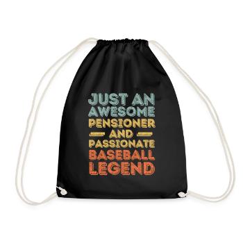 Rentner Baseball retro - Turnbeutel - Schwarz - Vorne