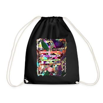 Japanese Floral Pattern Chrysanthemum Cherry - Drawstring Bag - black - Front