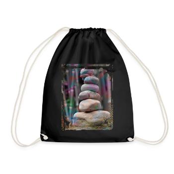 Japan Zen Buddhismus Balancierende Steine Felsen Bambus - Turnbeutel - Schwarz - Vorne