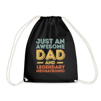 Papa Mechatronics Technician Father's Day - Drawstring Bag - black - Front