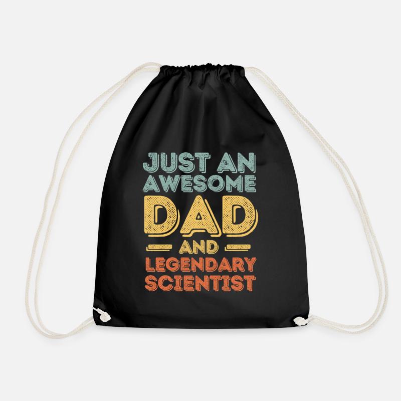 Papa Scientist Father's Day - Drawstring Bag - black