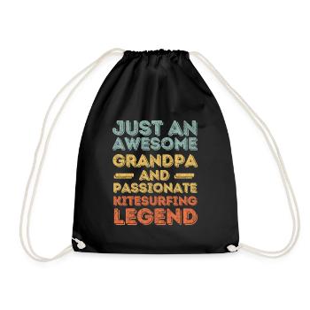 Grandpa Kitesurfing retro - Drawstring Bag - black - Front