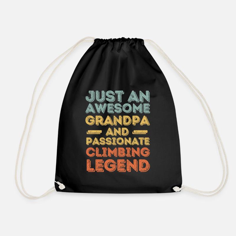 Grandpa climbing retro - Drawstring Bag - black