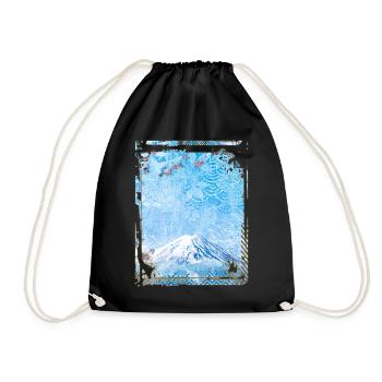 Japan Mount Fuji Cherry Blossom Sakura Collage - Drawstring Bag - black - Front