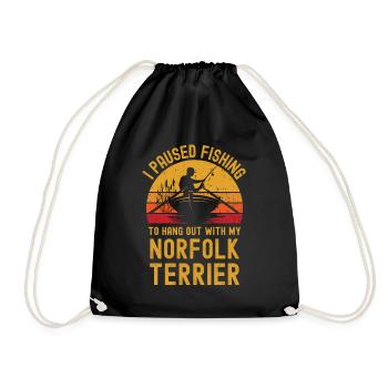 Angeln, Fischen und Norfolk-Terrier - Turnbeutel - Schwarz - Vorne