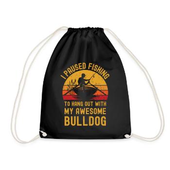 Angeln, Fischen und Bulldogge - Turnbeutel - Schwarz - Vorne