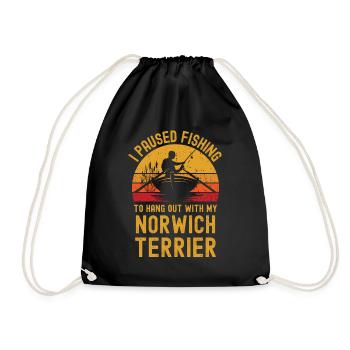Angeln, Fischen und Norwich Terrier - Turnbeutel - Schwarz - Vorne