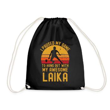 Badminton und Laika - Turnbeutel - Schwarz - Vorne
