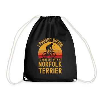 Cycling and Norfolk Terrier - Drawstring Bag - black - Front