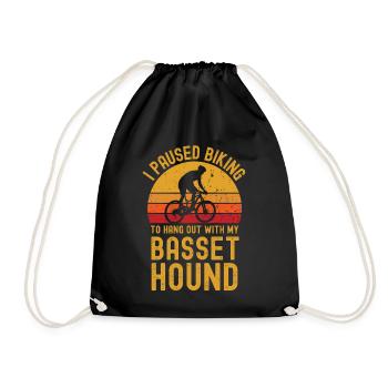 Cycling and Basset Hound - Drawstring Bag - black - Front