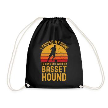 Football and Basset-Hound - Drawstring Bag - black - Front