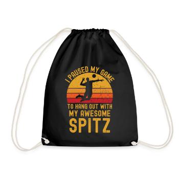 Volleyball und Spitz - Turnbeutel - Schwarz - Vorne
