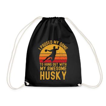 Handball und Husky - Turnbeutel - Schwarz - Vorne