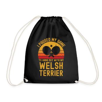 Table tennis and Welsh terriers - Drawstring Bag - black - Front