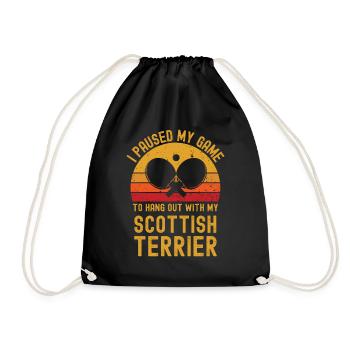 Tischtennis und Scottish-Terrier - Turnbeutel - Schwarz - Vorne