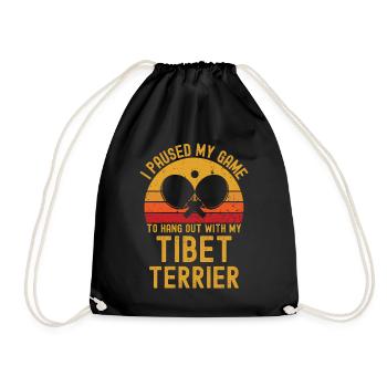 Table tennis and Tibetan terriers - Drawstring Bag - black - Front