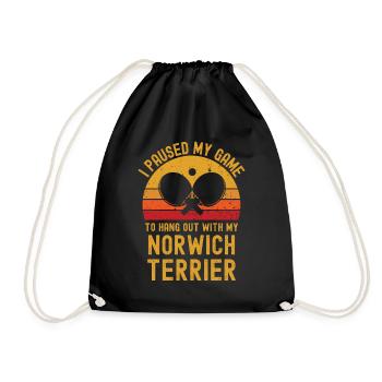 Tischtennis und Norwich-Terrier - Turnbeutel - Schwarz - Vorne