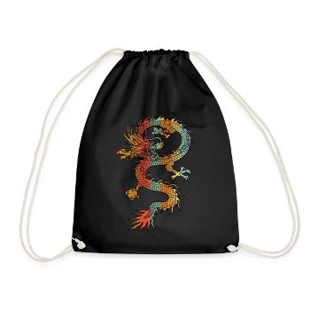 Japanischer Drache Vintage Demon Retro 104 - Turnbeutel - Schwarz - Vorne