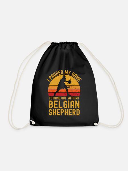 Basketball und Belgischer-Schäferhund - Turnbeutel - Schwarz