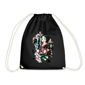 Japanese Geisha Sword Samurai Warrior 114 - Drawstring Bag - black - Front