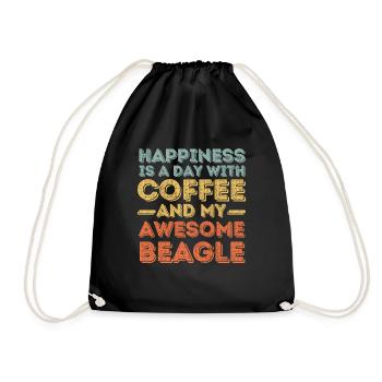 Beagle Kaffee Hund Cafe - Turnbeutel - Schwarz - Vorne