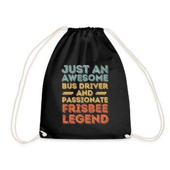 Bus driver Frisbee retro - Drawstring Bag - black - Front