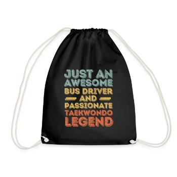 Bus driver Taekwondo retro - Drawstring Bag - black - Front