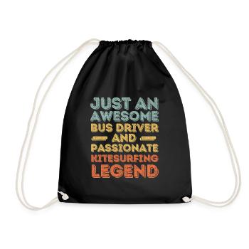 Bus driver kitesurfing retro - Drawstring Bag - black - Front