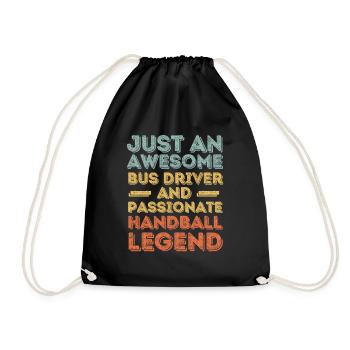 Bus driver handball retro - Drawstring Bag - black - Front